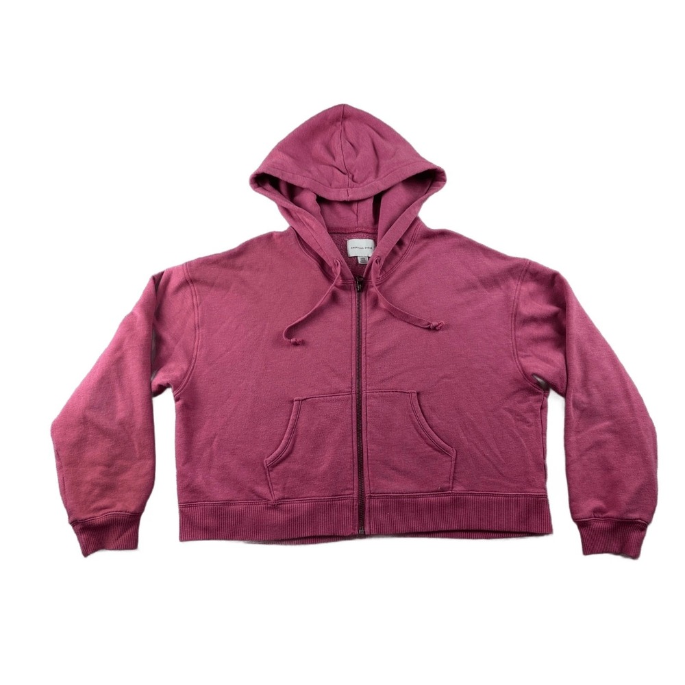 American Eagle Hoodie Women S Pink Full Zip Cotton Blend Sporty Athleisure Urban